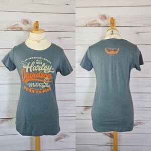 Harley Davidson Born To Ride Waco Texas Rhinestone Tee in Storm Blue Sz Large